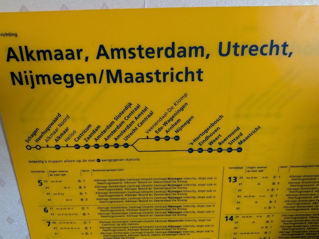 Gele vertrekstaatbord NS, Verzamelen, Ophalen, Zo goed als nieuw, Trein, Overige typen