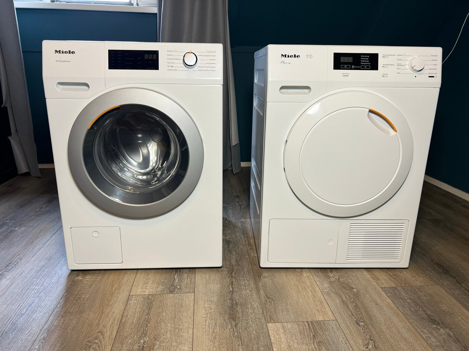 Miele W1 Excellence wasmachine en T1 droger set, Ophalen, Voorlader, 85 tot 90 cm, Energieklasse A of zuiniger