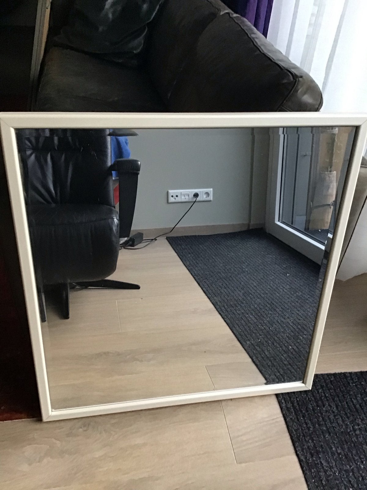 Facet geslepen spiegel met lijst (75x78 cm), wit, Huis en Inrichting, Ophalen, Gebruikt, 75 tot 100 cm, Minder dan 100 cm