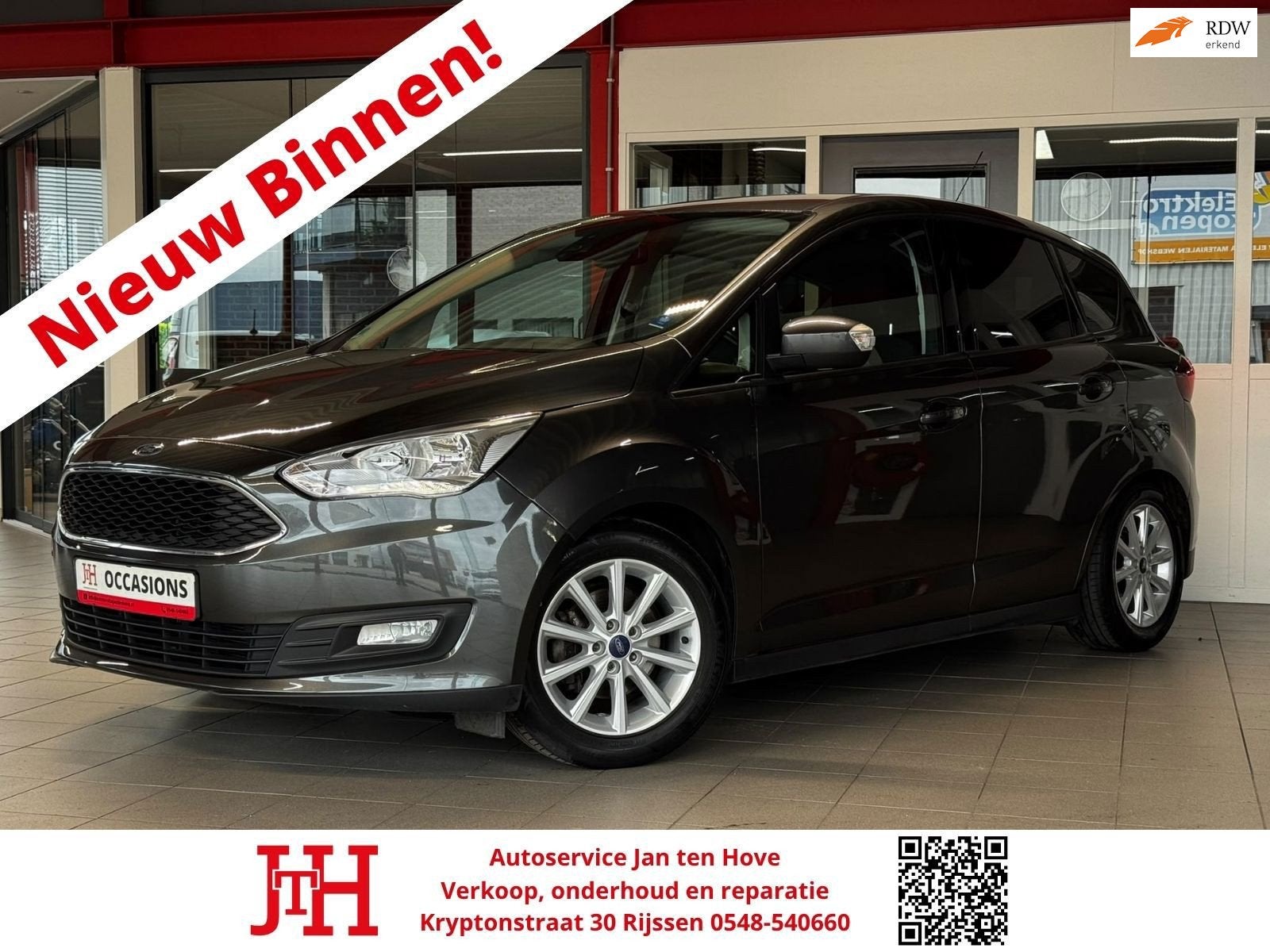 Ford C-Max 1.0 Titanium*Cruise Control*Lane assist*Stoel/Stu, Voorwielaandrijving, Zwart, Handgeschakeld, 3 cilinders