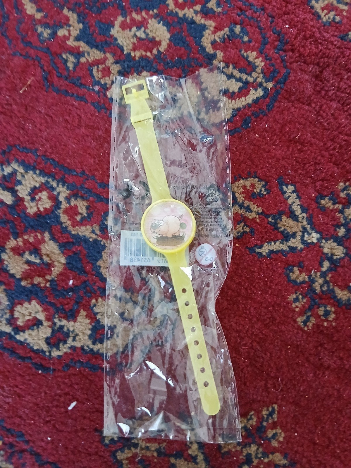 Geel kinderhorloge met varkentje.nieuw in verpaking, Ophalen of Verzenden, Zo goed als nieuw, Geel, Jongen of Meisje