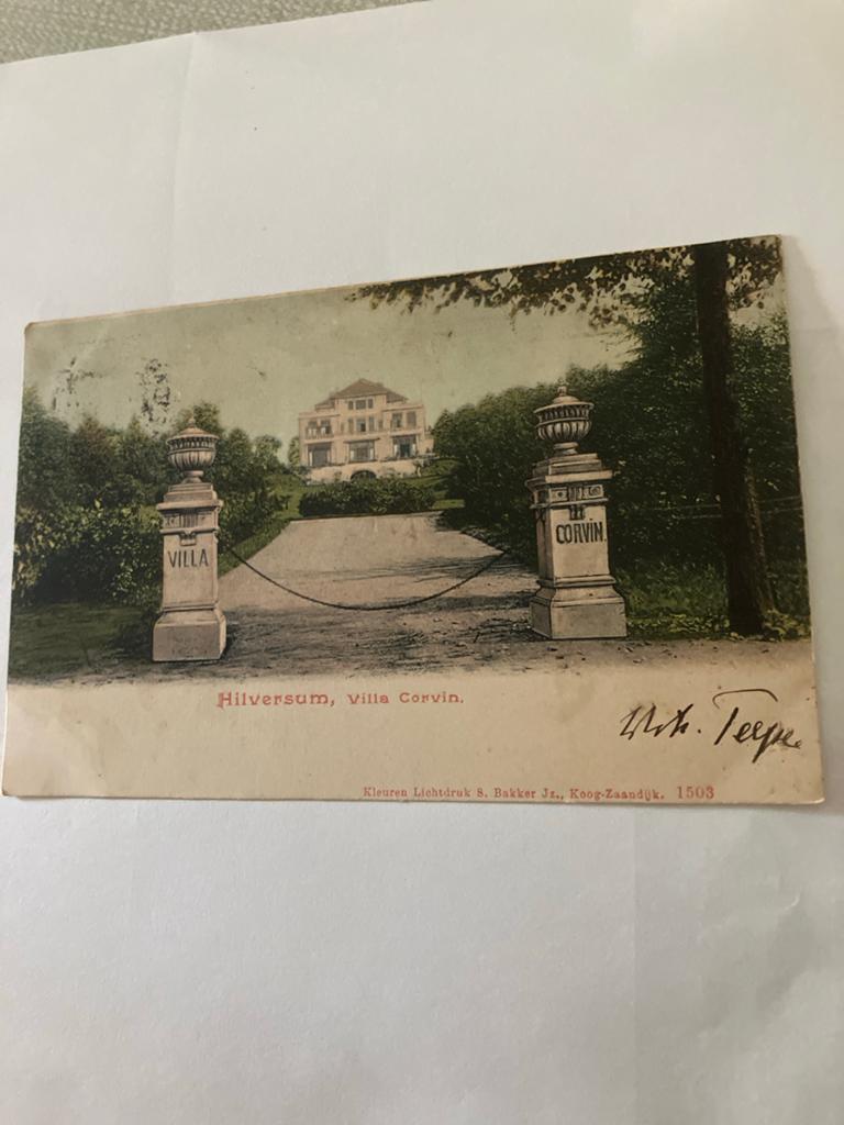 Oude Ansichtkaart Hilversum, Villa Corvin (1902), Verzamelen, Ansichtkaarten | Nederland, Ophalen of Verzenden, Voor 1920, Gelopen