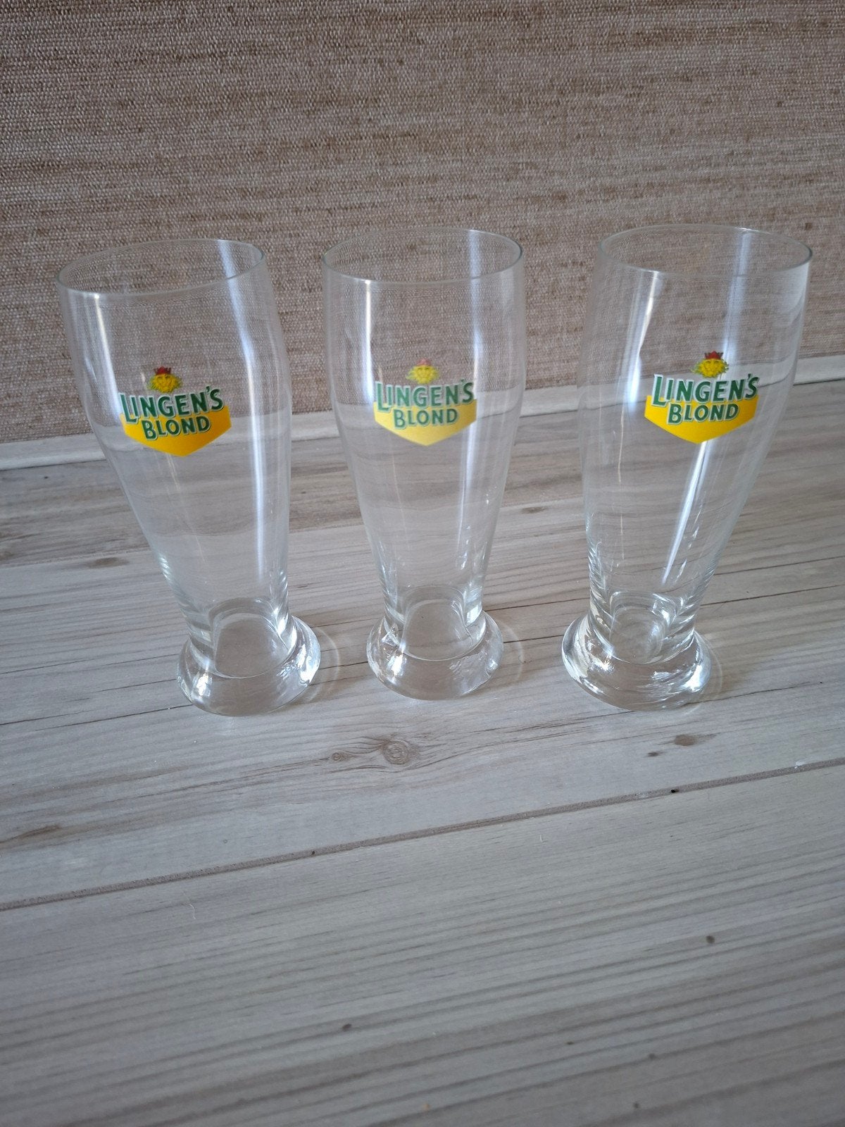 Set van 3 Lingen's Blond bierglazen, Ophalen of Verzenden, Zo goed als nieuw, Glas