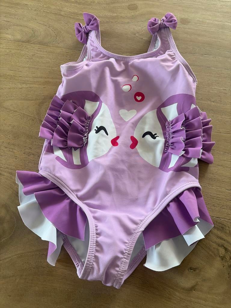 Lila meisjes badpakje met vissenprint, maat 18/24 mnd, Gebruikt, Meisje, Badpak, Overige maten