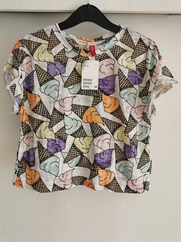 H&M top met ijsjes mt. XS/S, H&M, Overige kleuren, Verzenden, Nieuw