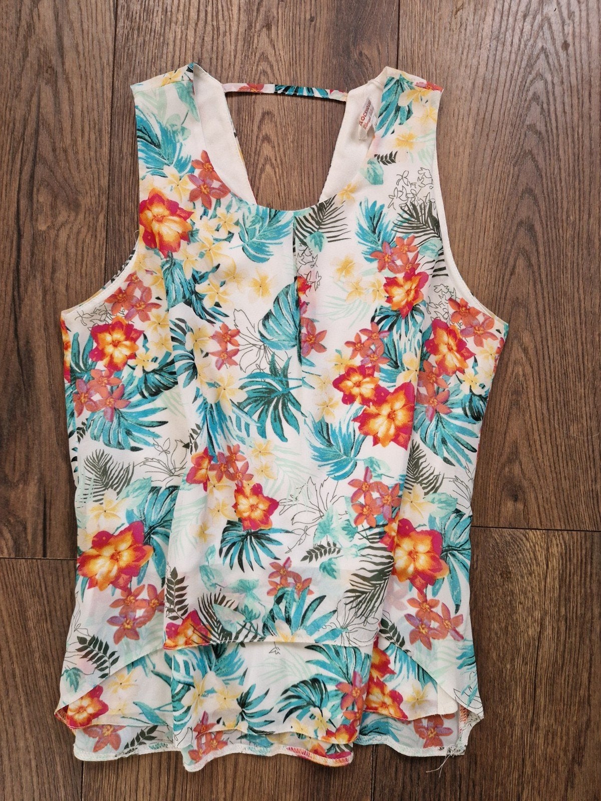 Gevoerde top met tropische print - Maat 34 (XS), Wit, Ophalen of Verzenden, Zo goed als nieuw, Clockhouse