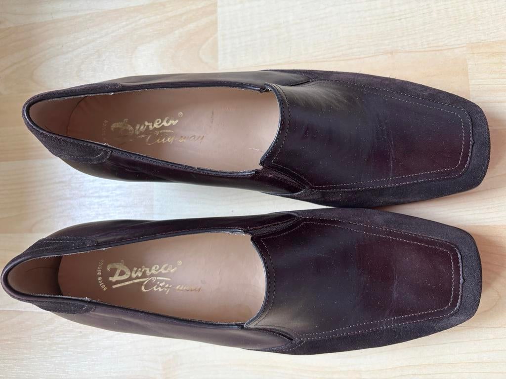 Durea City-Way Instappers mt 6,5 WijdteK  - Bruin Suède/Leer, Kleding | Dames, Schoenen, Bruin, Instappers, Ophalen of Verzenden