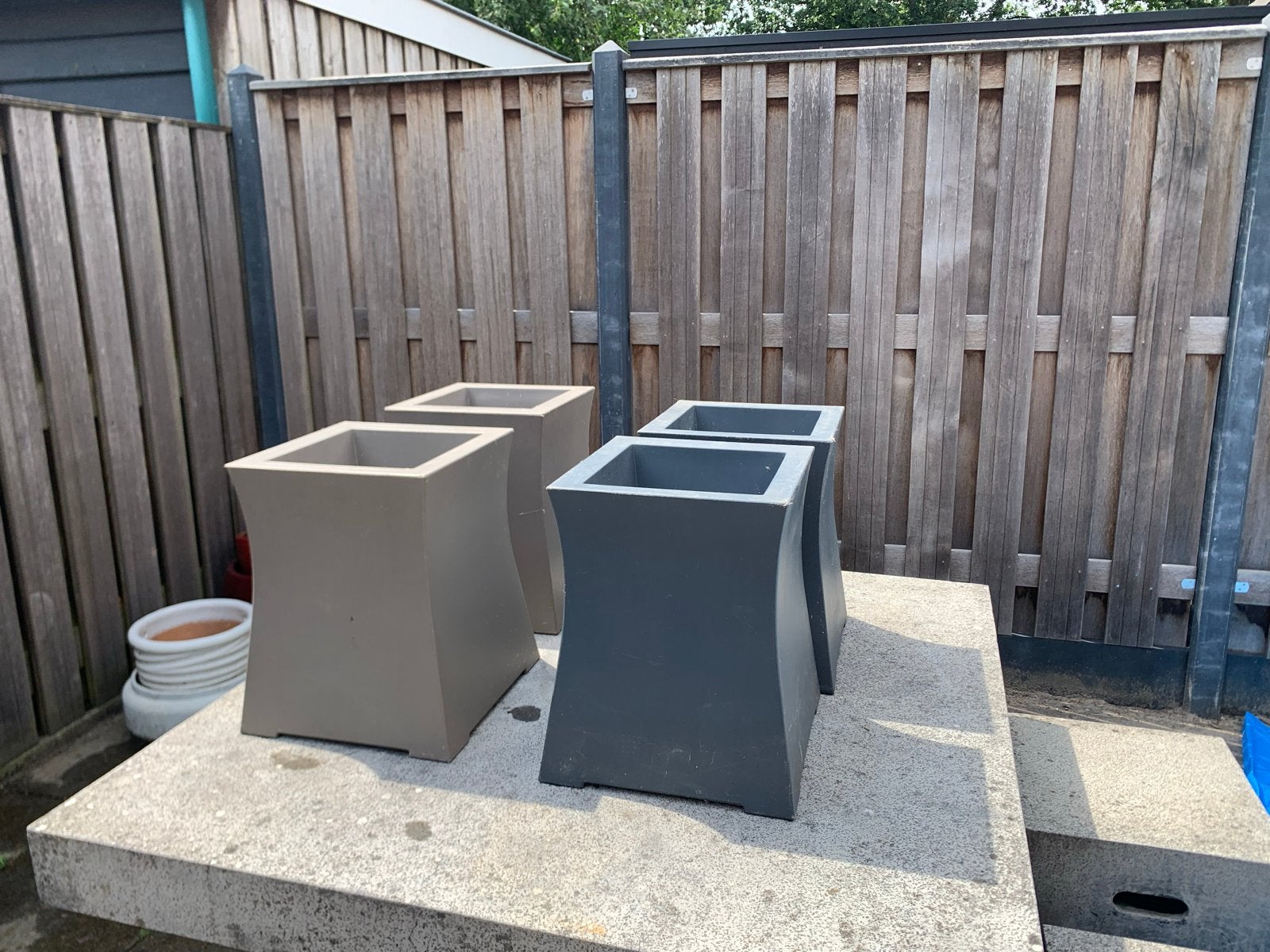 Haans Kunststof Bloembakken - 44 cm hoog, Kunststof, Gebruikt, Minder dan 60 cm, Vierkant