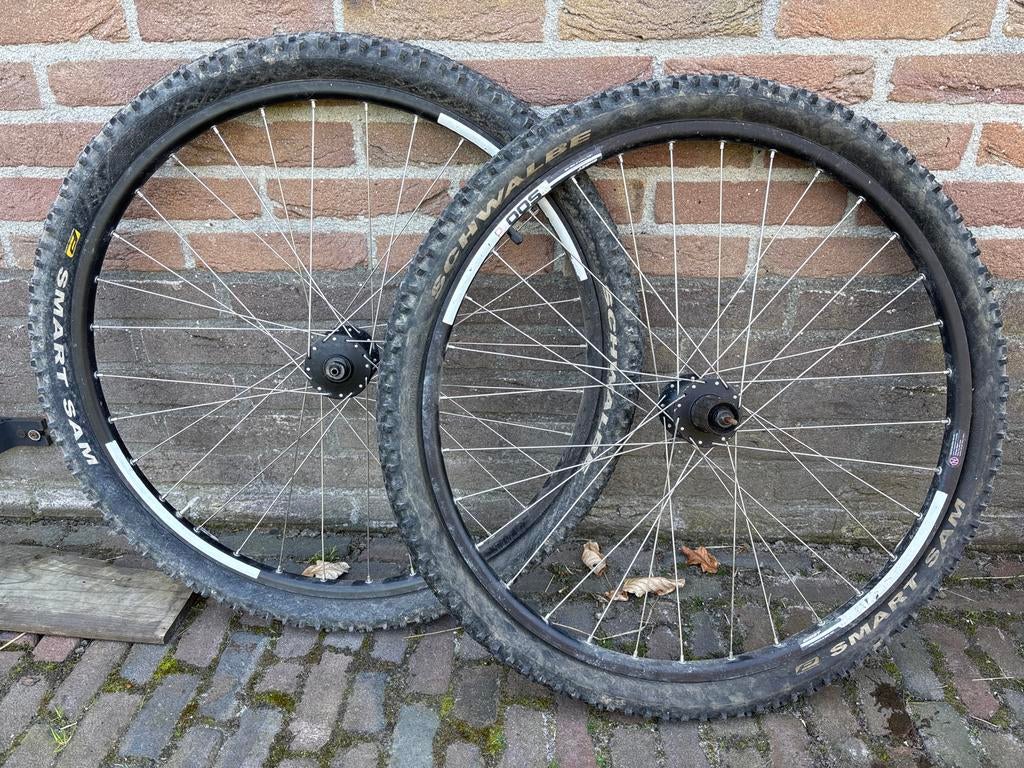 26 inch velgen met banden - Ghost Low Profile Disc Rim, Ophalen of Verzenden, Gebruikt, Mountainbike, Wiel