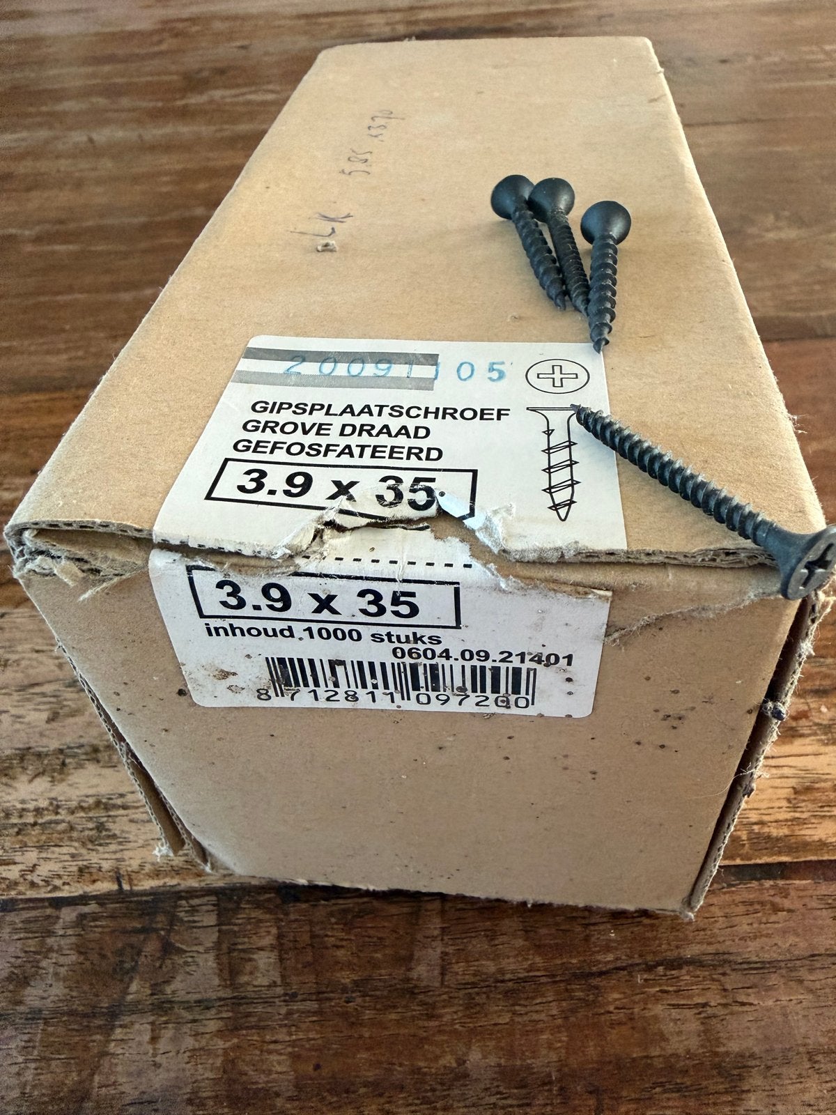 Gipsplaatschroeven 3.9x35mm, grove draad, gefosfateerd, Ophalen of Verzenden, Nieuw, Minder dan 50 mm, Schroeven