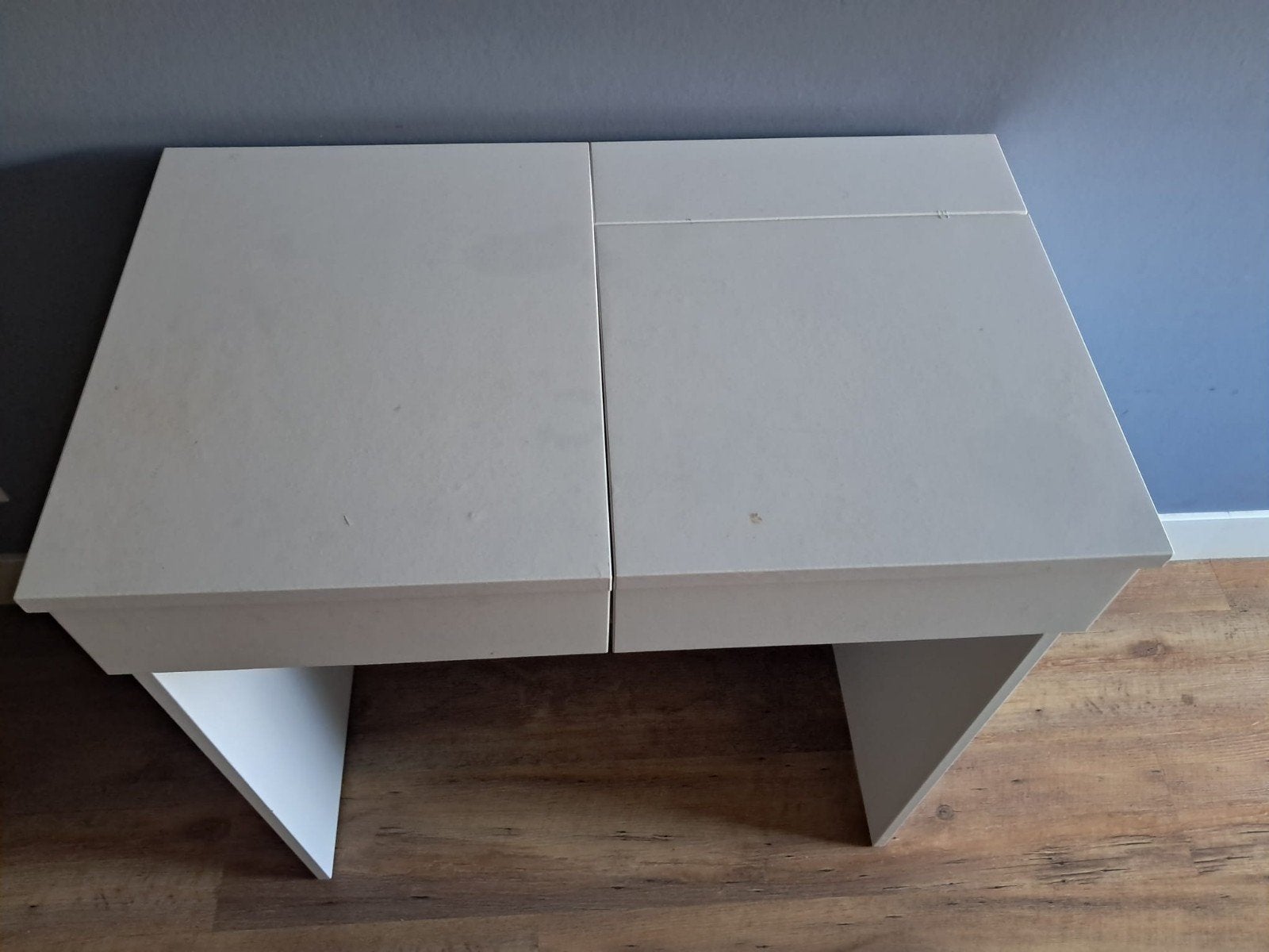 Witte kaptafel met spiegel en opbergruimte, Gebruikt, Minder dan 100 cm, Modern, Hout
