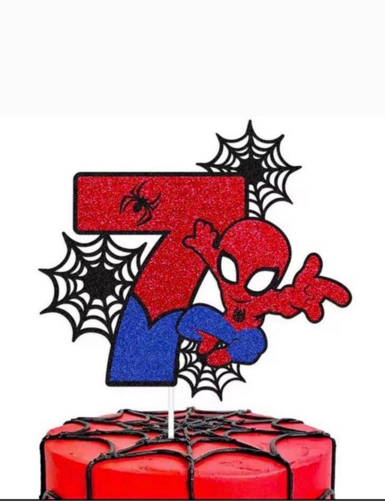 Taart toper spiderman verjaardags 7 jaar, Ophalen of Verzenden, Taarten, Versiering