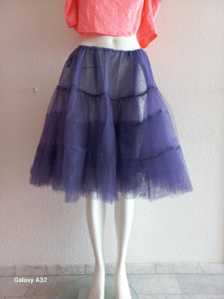 Paarse petticoat onderrok 58 cm lang, one size fits all, Paars, Maat 42/44 (L), Ophalen of Verzenden, Knielengte