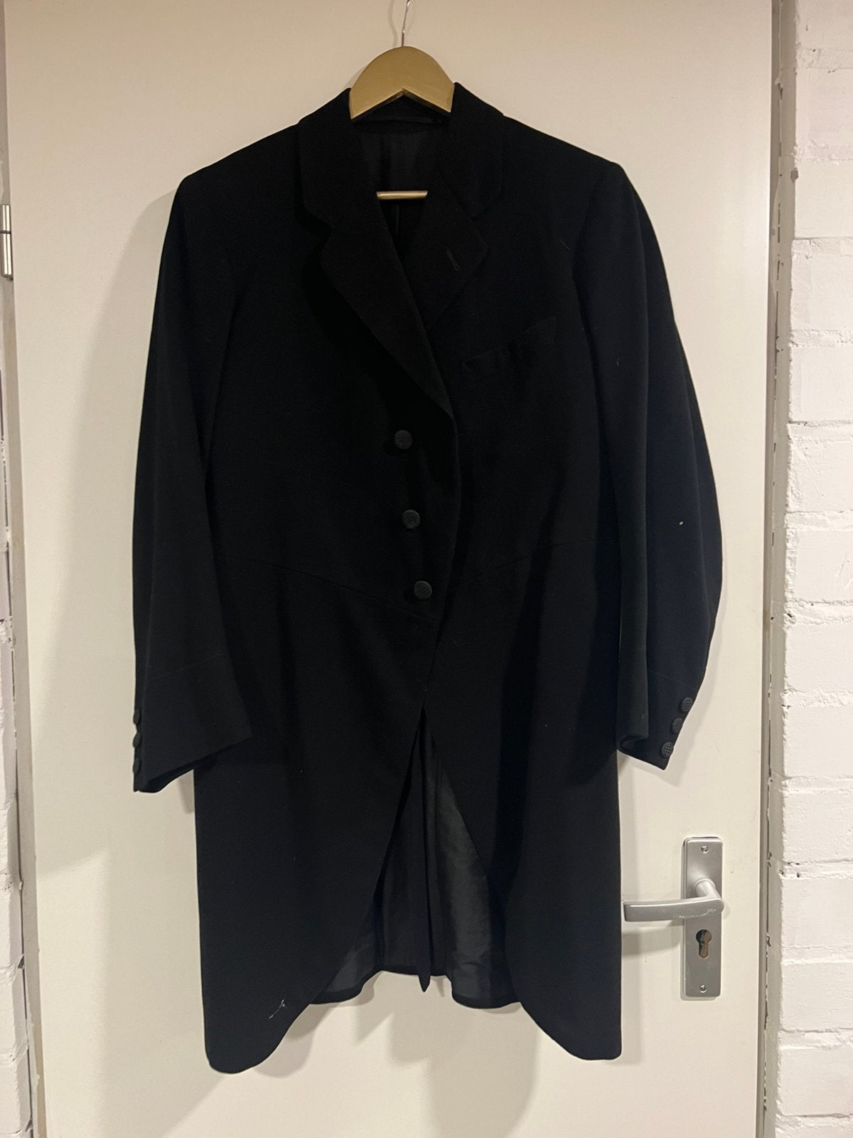 mooie zwarte frakjas, Kleding | Heren, Ophalen of Verzenden, Gedragen, Maat 48/50 (M)