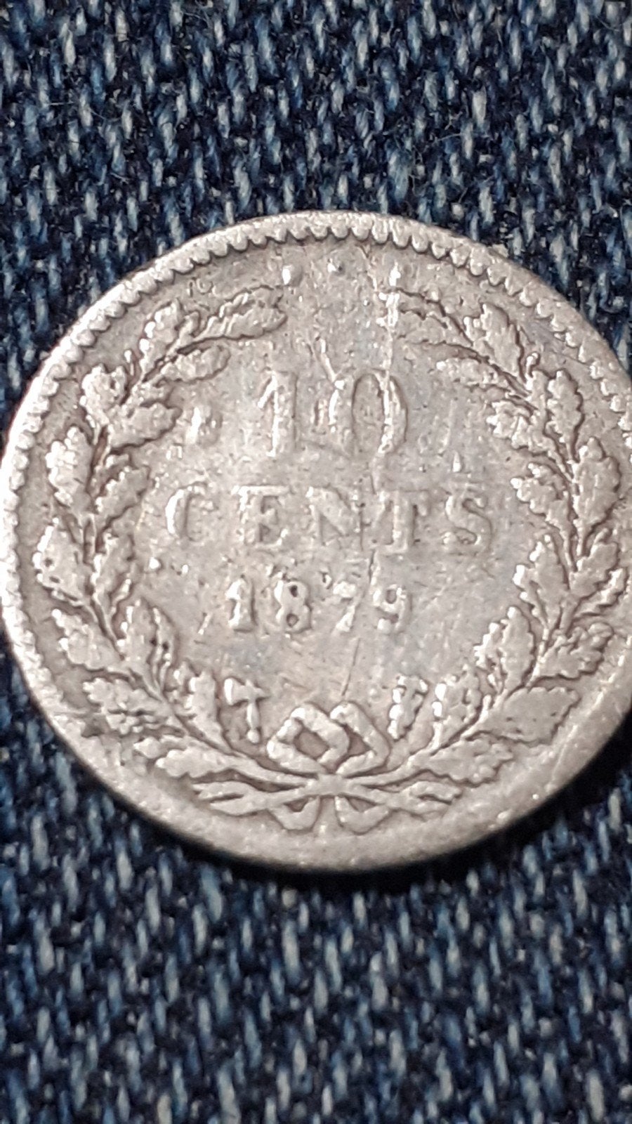 Zilveren 10 cent munt uit 1879 - Koning Willem III, Koning Willem III, Verzenden, Zilver, 10 cent