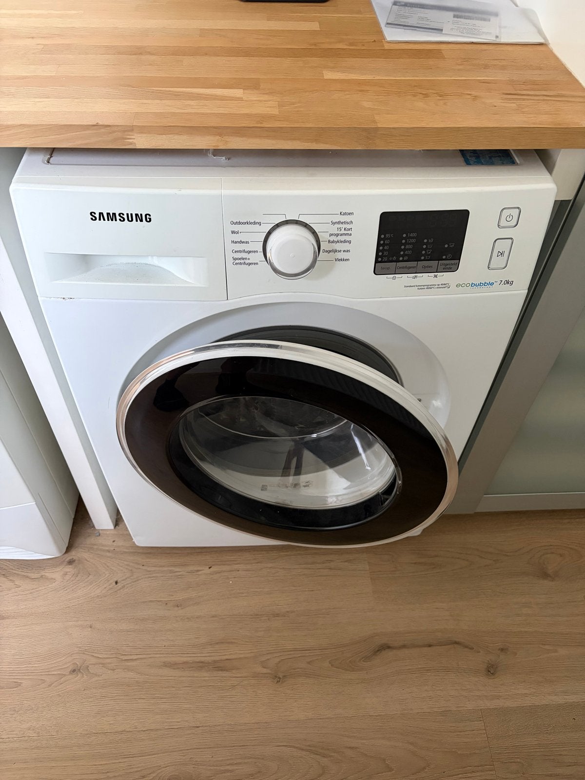 Wasmachine Samsung Ecobubble en Zanussi Droger, 6 tot 8 kg, Ophalen, Gebruikt, 85 tot 90 cm