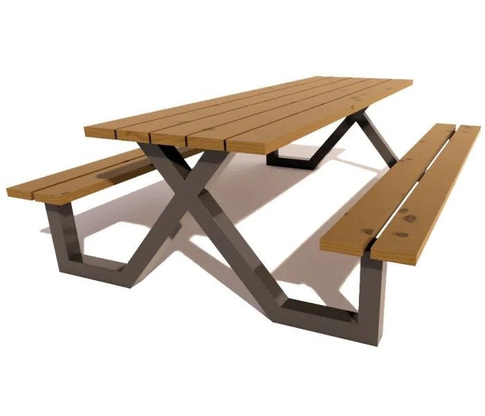 industriële picknickset x frame tuintafel bartafel douglas, Ophalen of Verzenden
