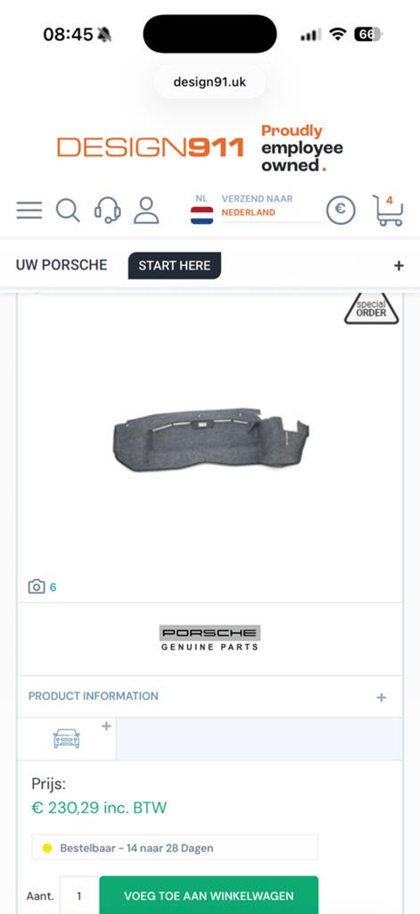 Kofferruimte bekleding achterzijde Porsche Boxster 986, Auto-onderdelen, Ophalen, Gebruikt, Porsche