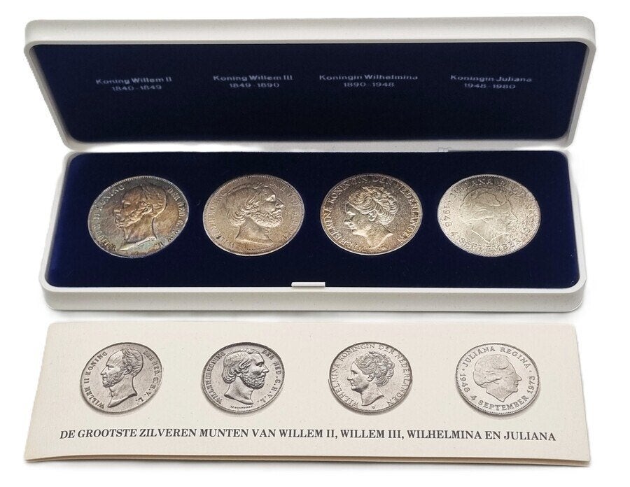 386. Zilveren munten - Nederland, 1848-1973, Ophalen, Koningin Juliana, Setje, Zilver
