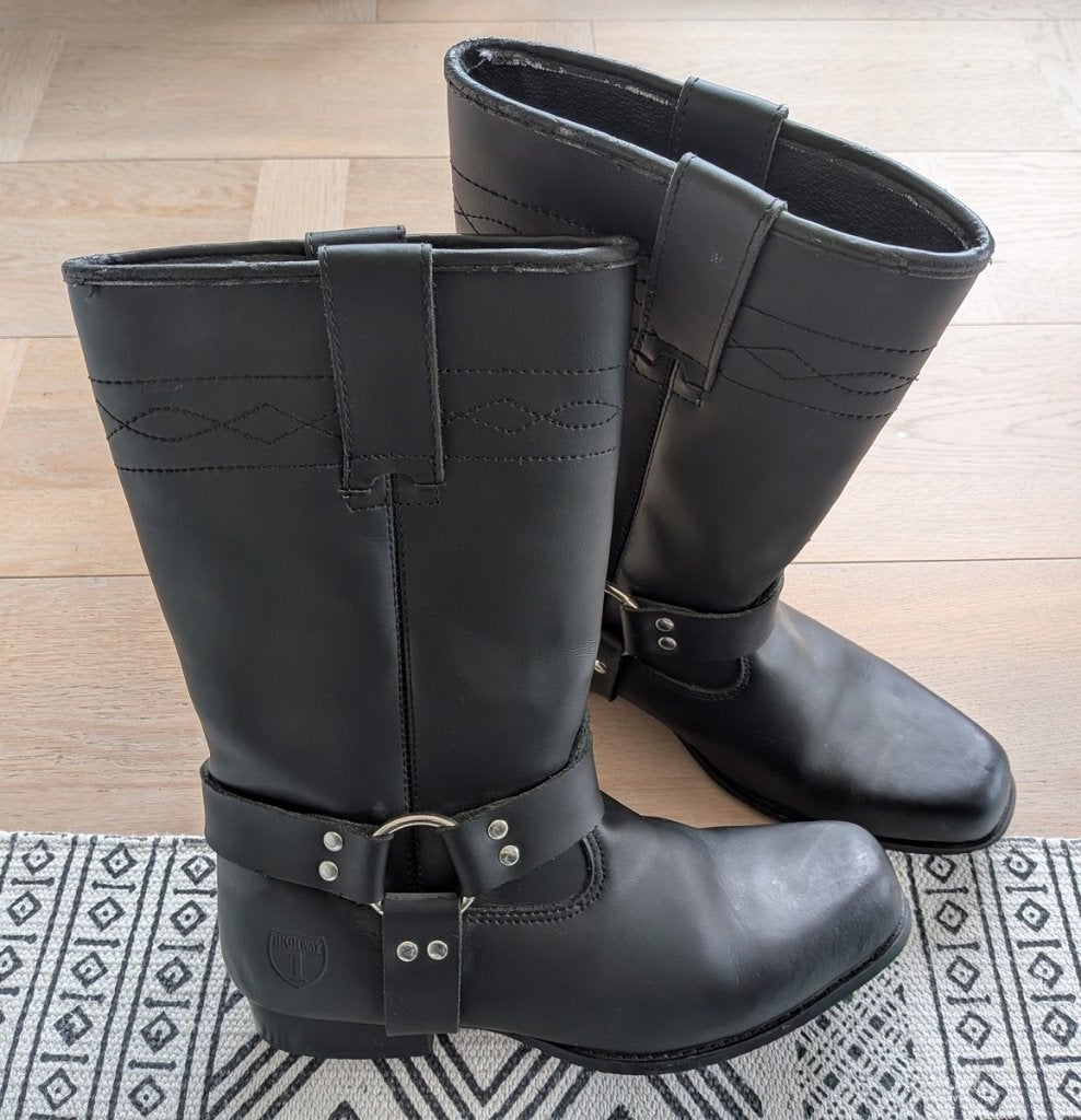 Highway lederen biker motorlaarzen - Maat 45, Motoren, Kleding | Motorkleding, Ophalen of Verzenden, Tweedehands, Heren, Laarzen