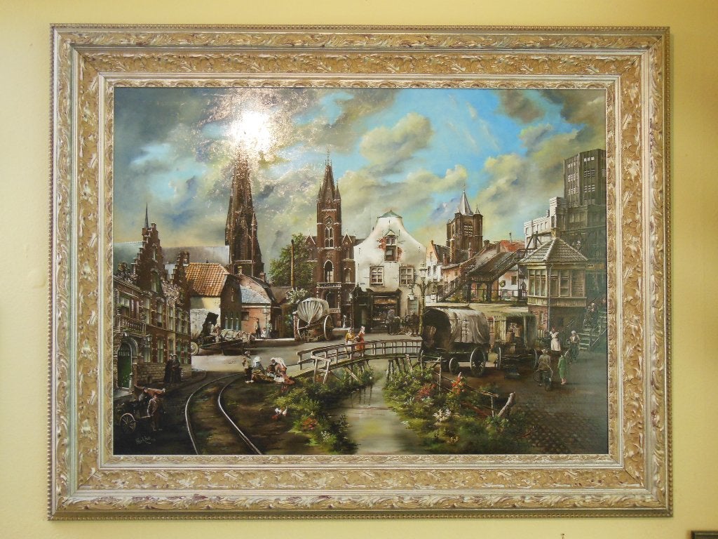 topwerk Frits v.d. Kerkhof, collage gebouwen oud Eindhoven, Ophalen