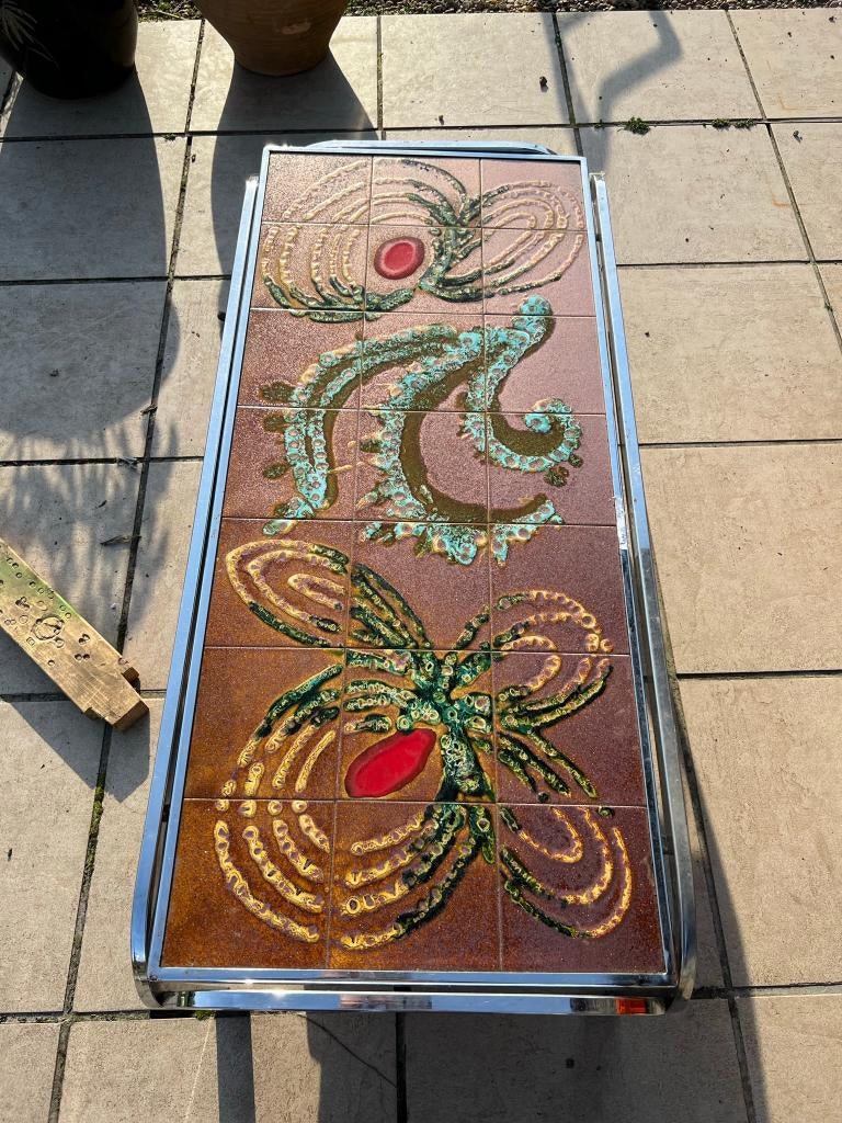 Vintage mid century salontafel, Ophalen, Gebruikt, 100 tot 150 cm, Mid-Century