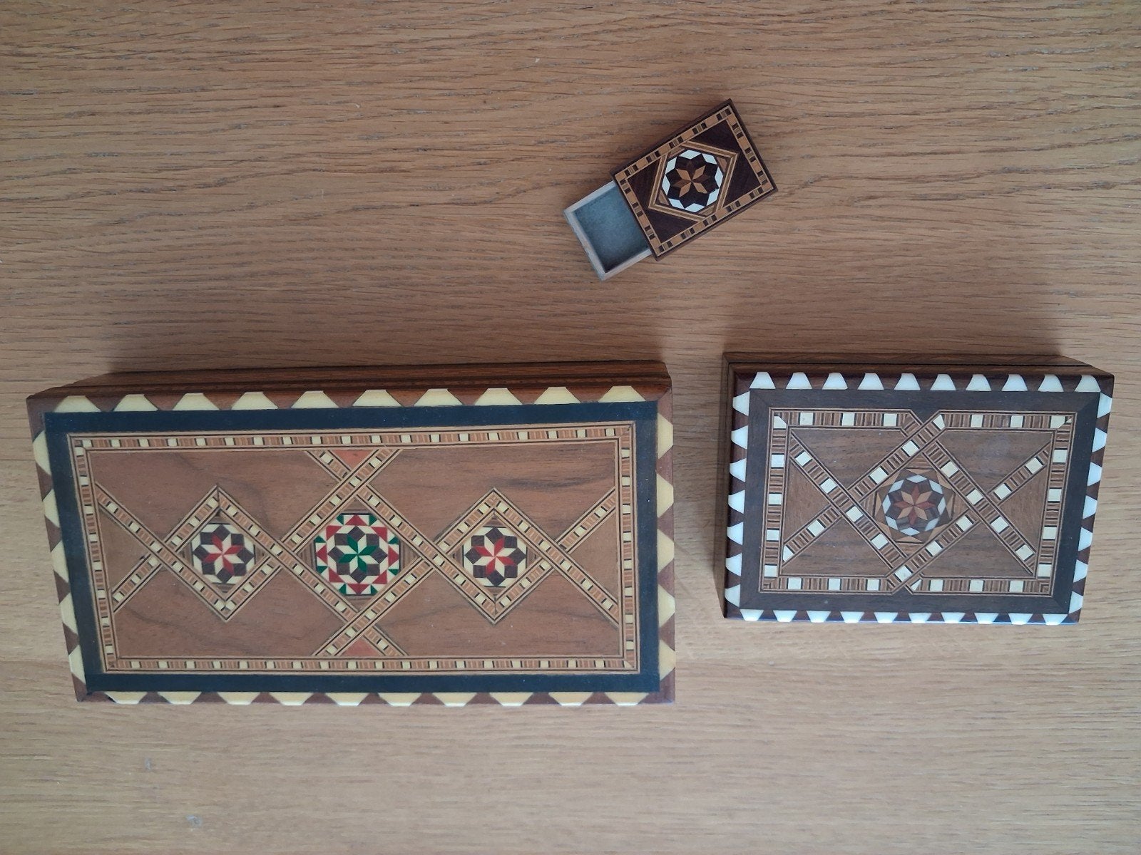 Set van drie inlegwerk Doosjes, Antiek en Kunst, Ophalen of Verzenden