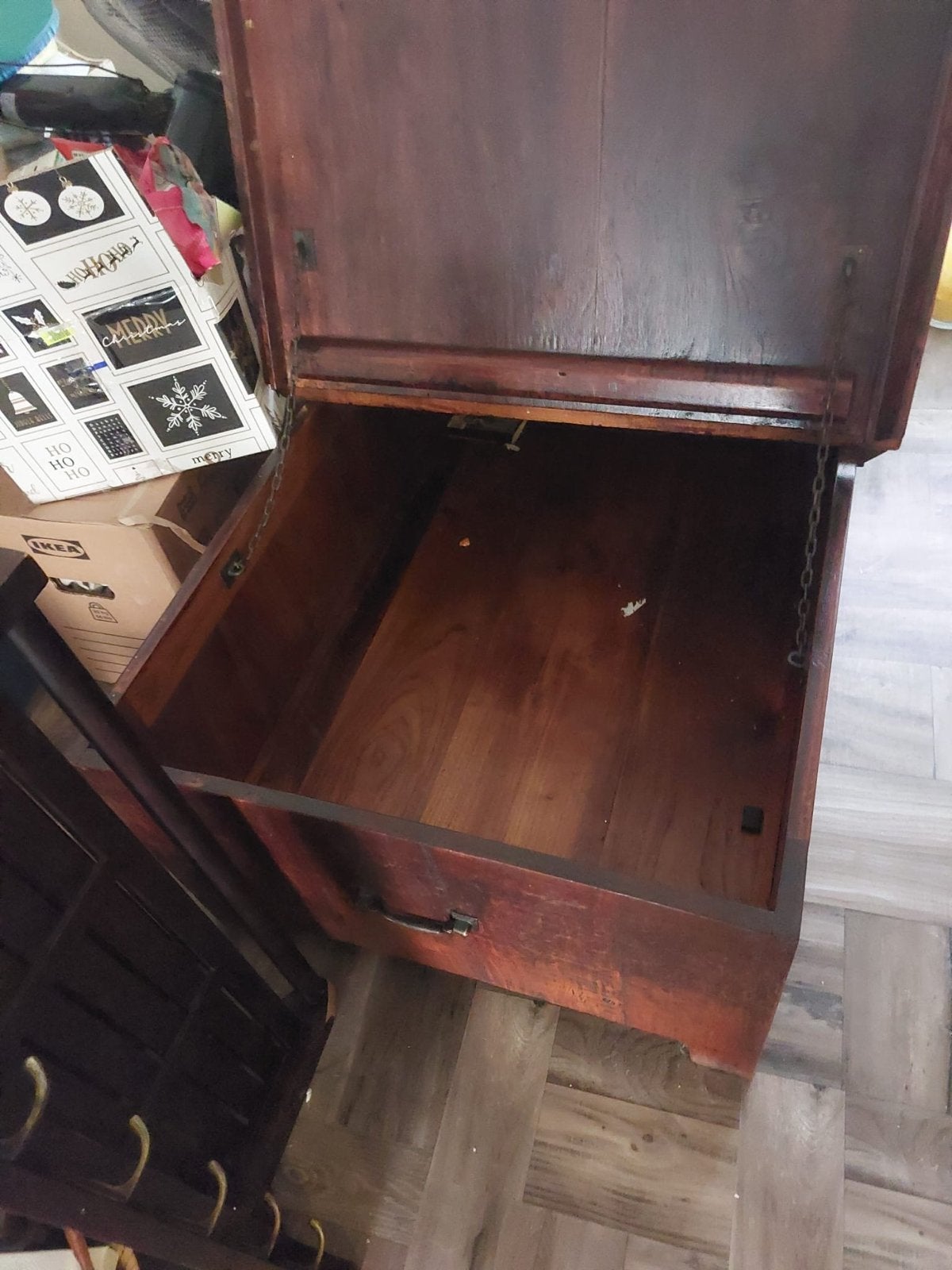 Antieke houten kist/opbergbox, Ophalen