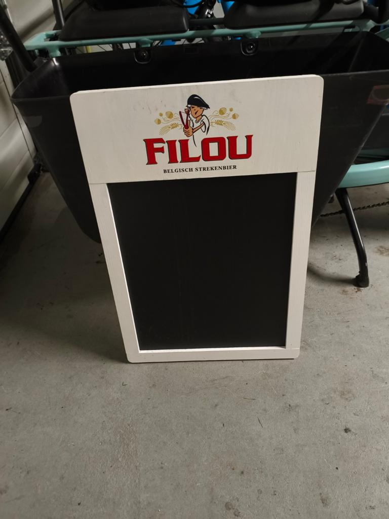 Filou krijtbord bier mancave, Verzamelen, Biermerken, Ophalen of Verzenden, Zo goed als nieuw, Overige merken