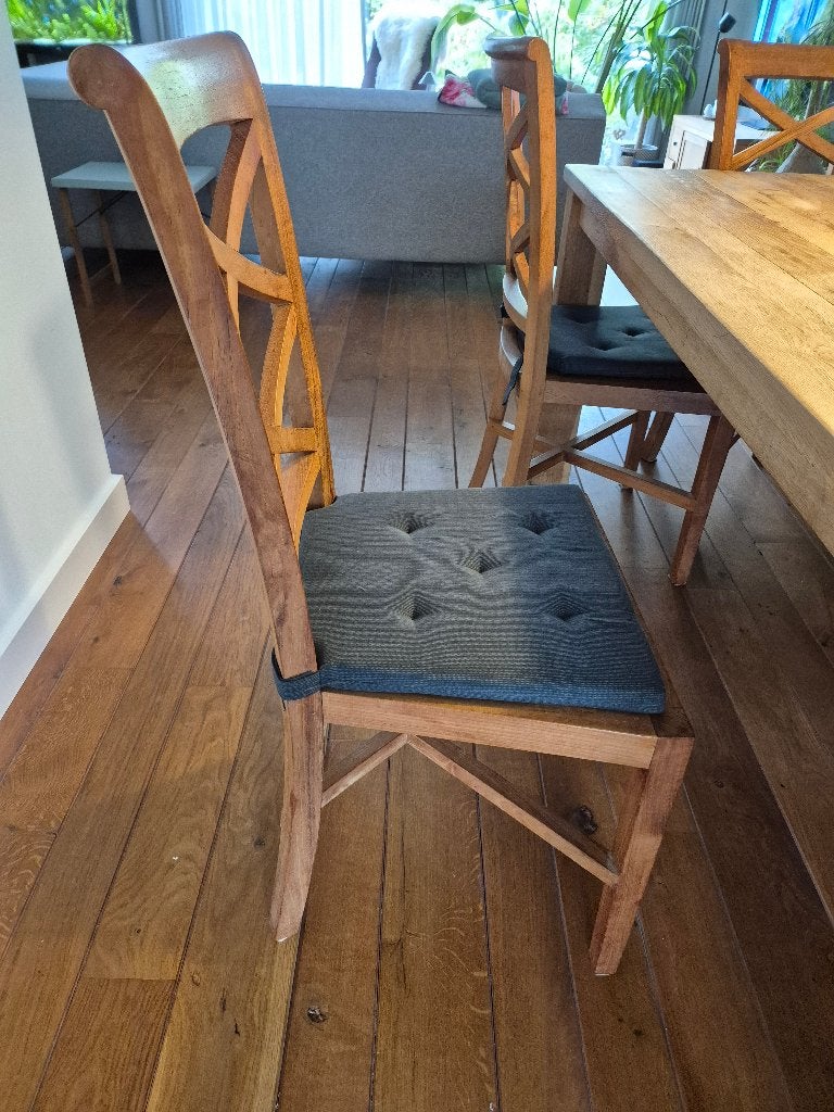 Eetkamerstoelen 6x, Ophalen, Gebruikt, Bruin, Teak, landelijk
