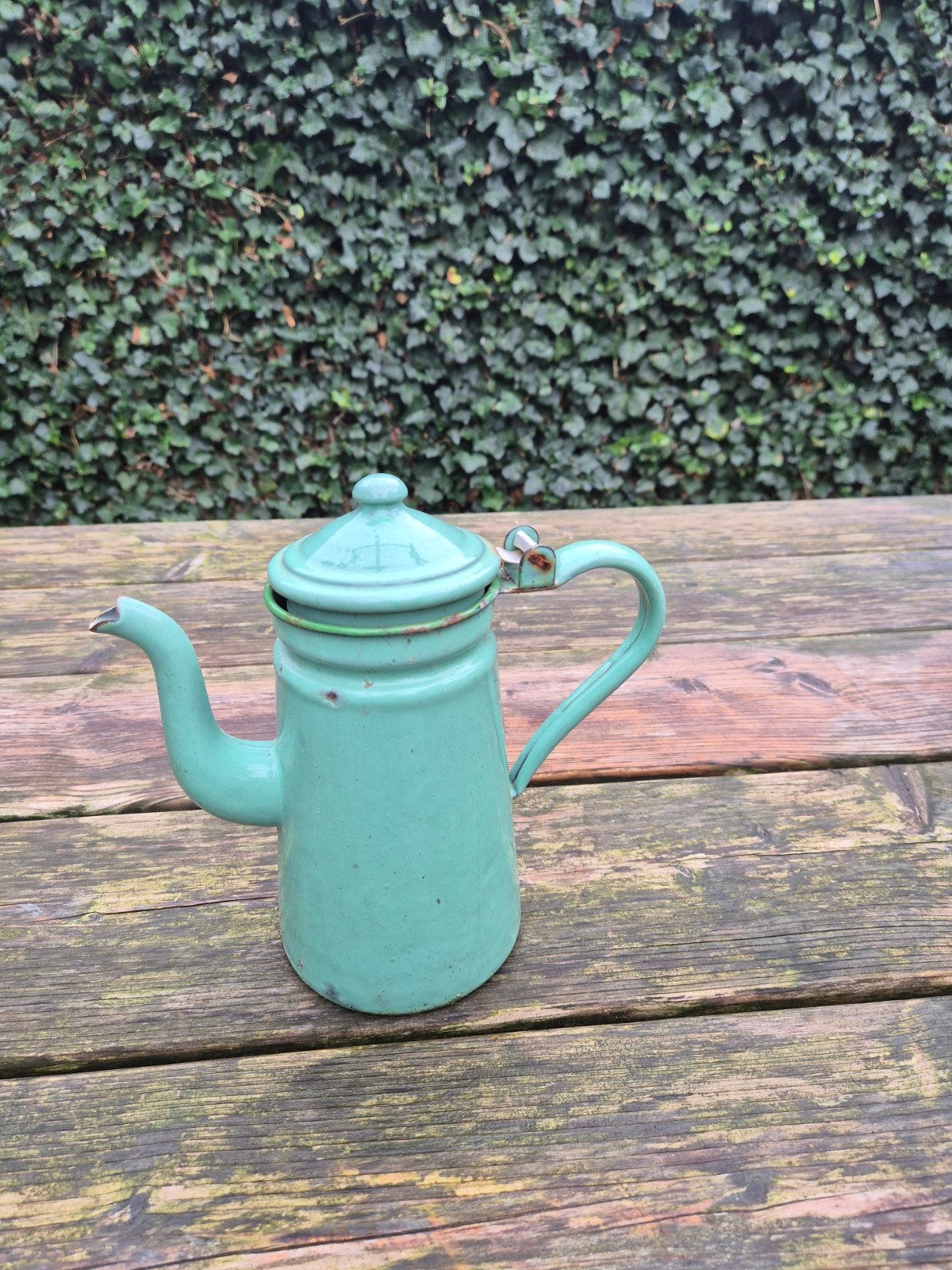 Vintage geëmailleerde koffiekan - Mintgroen, Ophalen of Verzenden