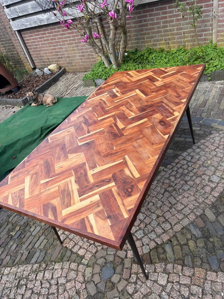 Eettafel vissengraat, Ophalen, Gebruikt, 50 tot 100 cm, Vijf personen of meer