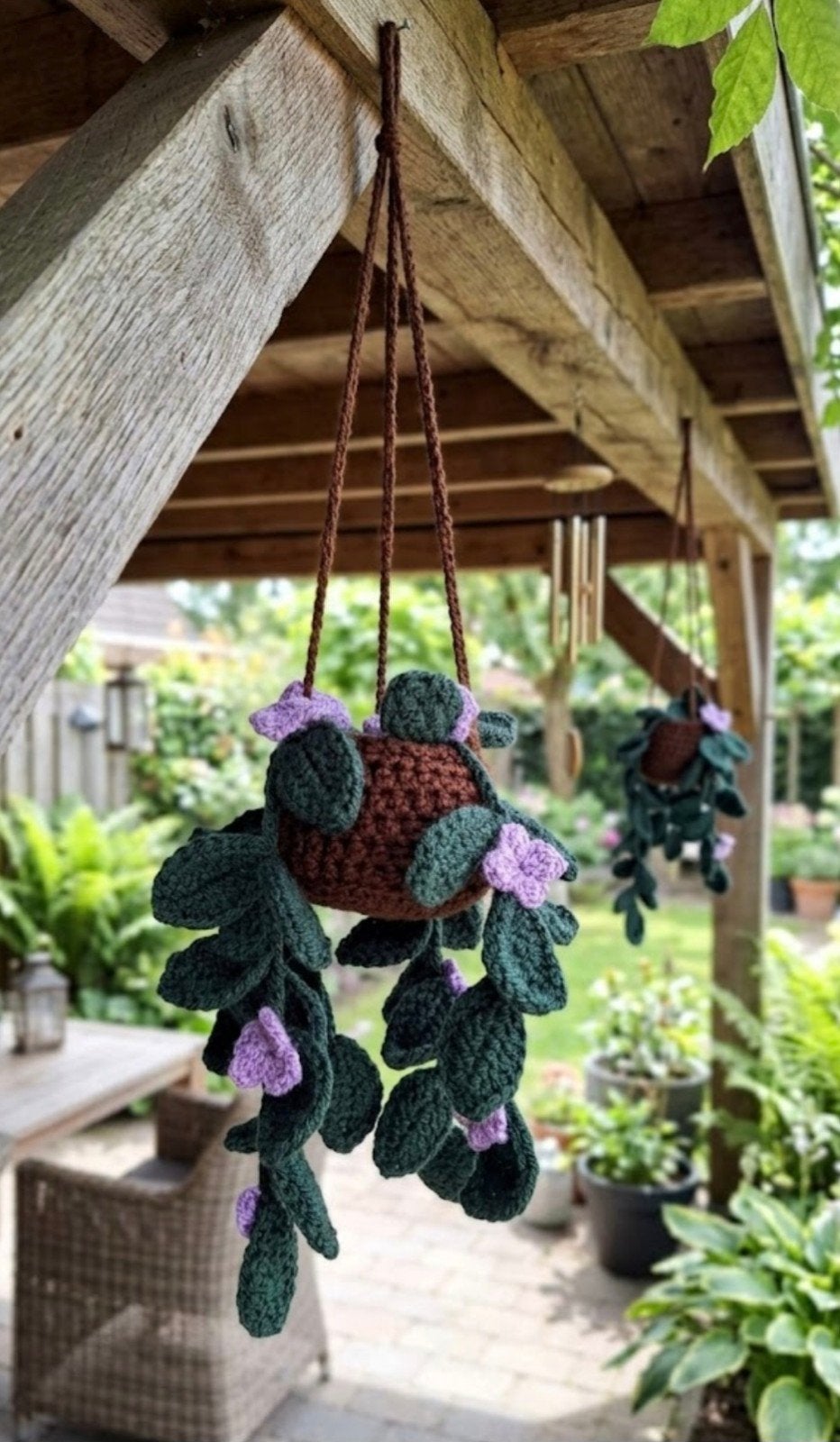 Gehaakte hangplant met bloemen, Verzenden, Nieuw