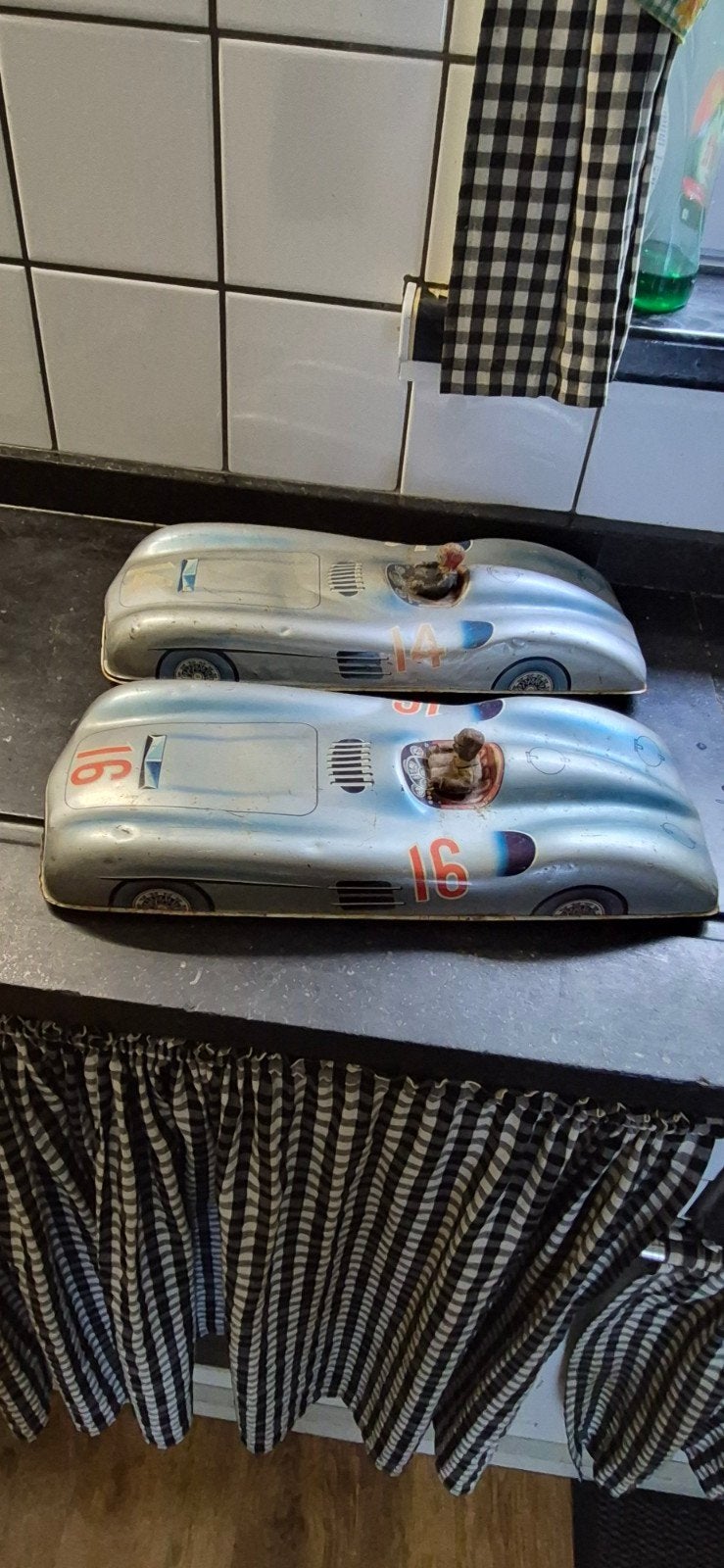 2 Oude Blikken Raceauto's - Western Germany Jaren '50-'60, Ophalen of Verzenden