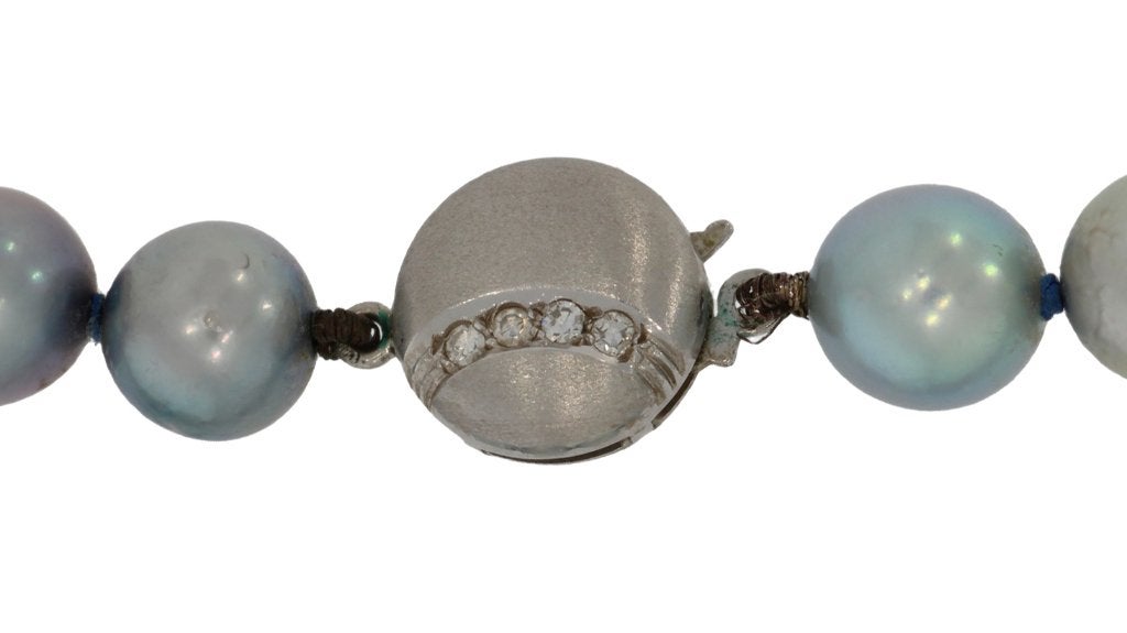 Diamanten slot fraai 14k goud parel grijze ketting dames, Voordeelsieraden, Ophalen of Verzenden, Zo goed als nieuw, Met edelsteen