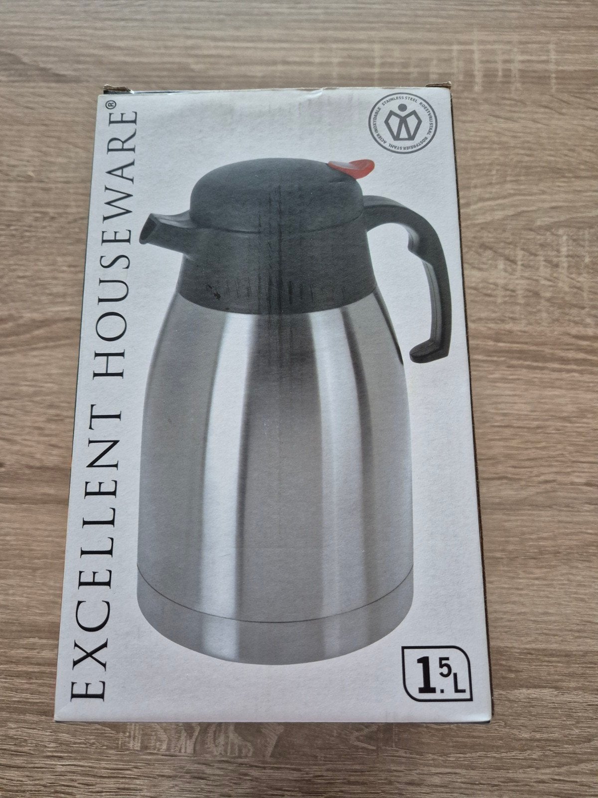 Excellent Houseware thermoskan roestvrij staal 1.5 liter, Ophalen of Verzenden, Nieuw