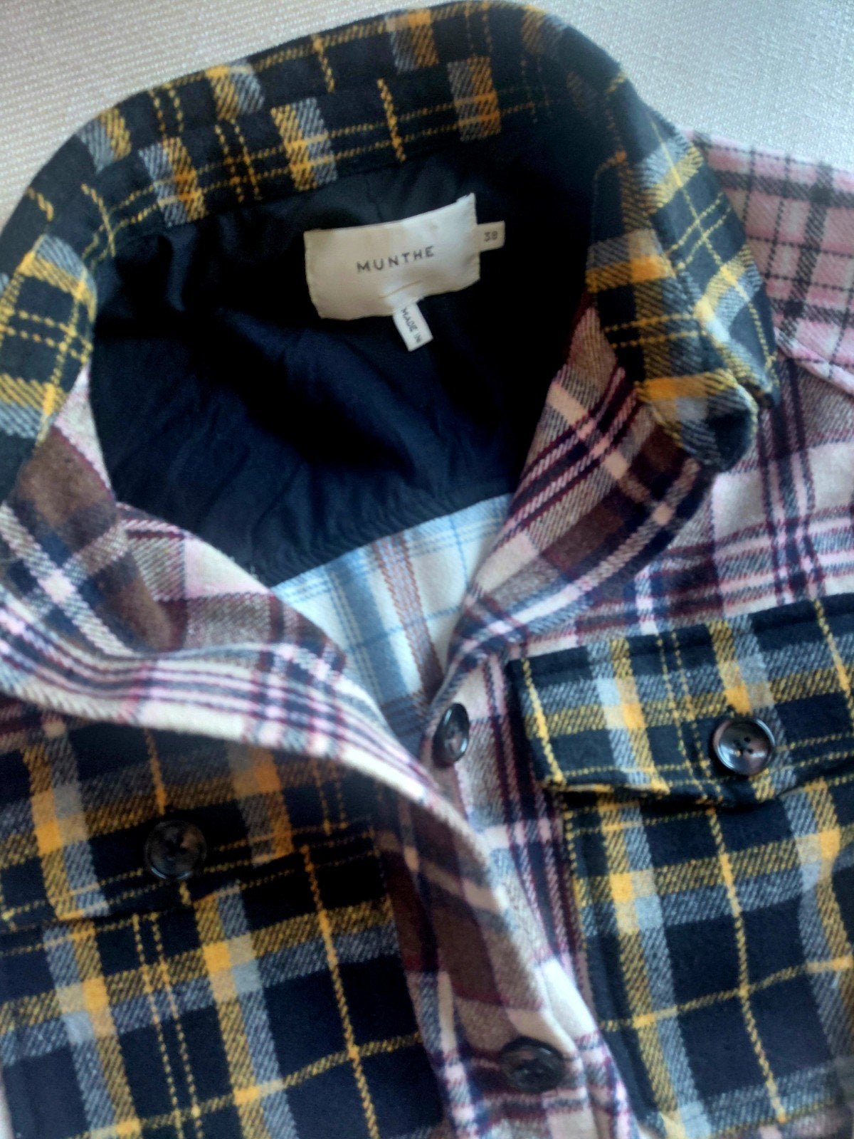 Munthe lange blouse/jas van katoen, maat 38, Maat 38/40 (M), Meerkleurig, Ophalen of Verzenden, Gedragen