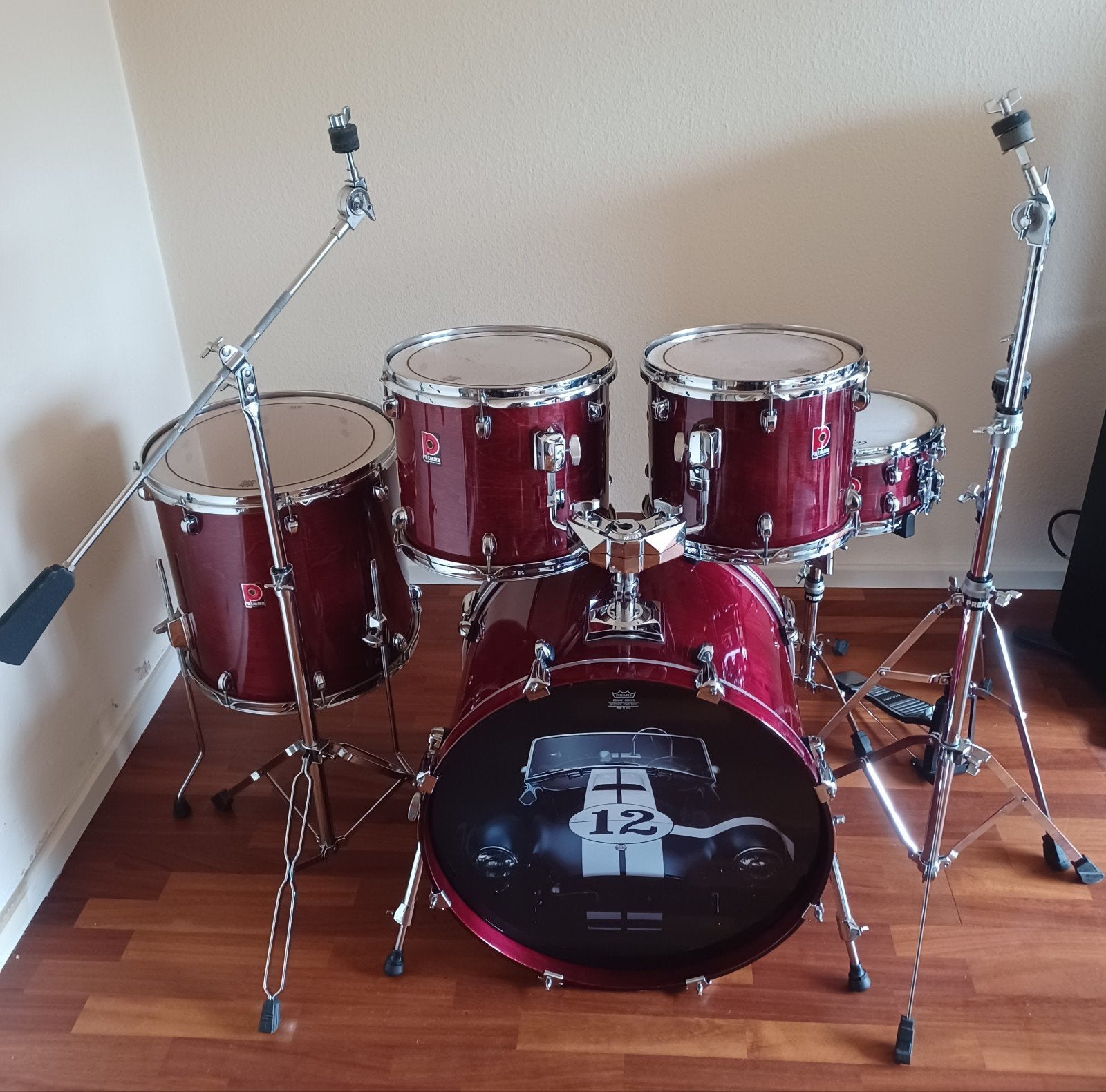 Prachtige Premier XPK(England) cherry red laquer., Muziek en Instrumenten, Drumstellen en Slagwerk, Ophalen, Gebruikt, Premier