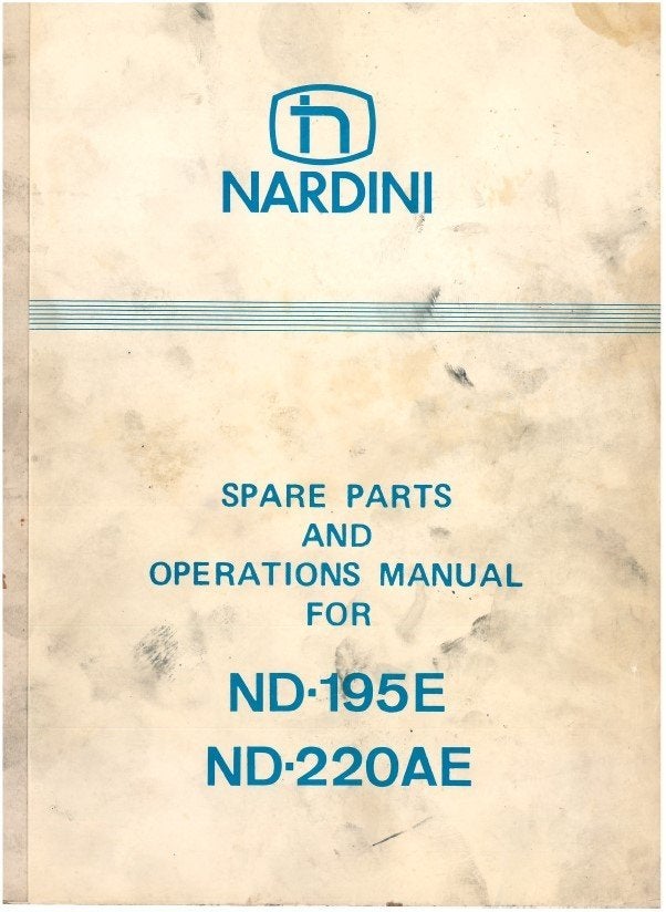 Handleiding Nardini ND195E - 220 AE draaibank (user manual), Ophalen of Verzenden, Zo goed als nieuw, Metaaldraaibank, 500 tot 1000 mm