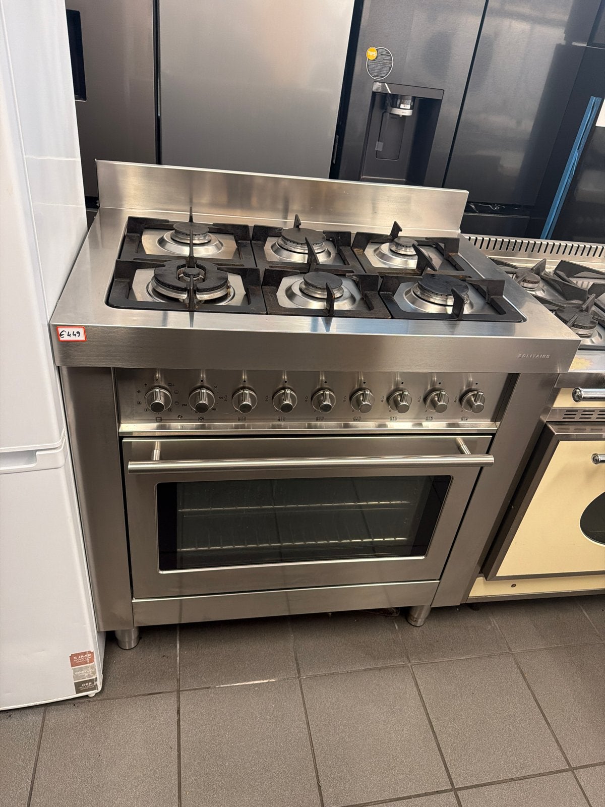 Solitaire Fornuis RVS 6-pits Gasfornuis met Oven, Witgoed en Apparatuur, Fornuizen, Gebruikt, 60 cm of meer, Ophalen of Verzenden
