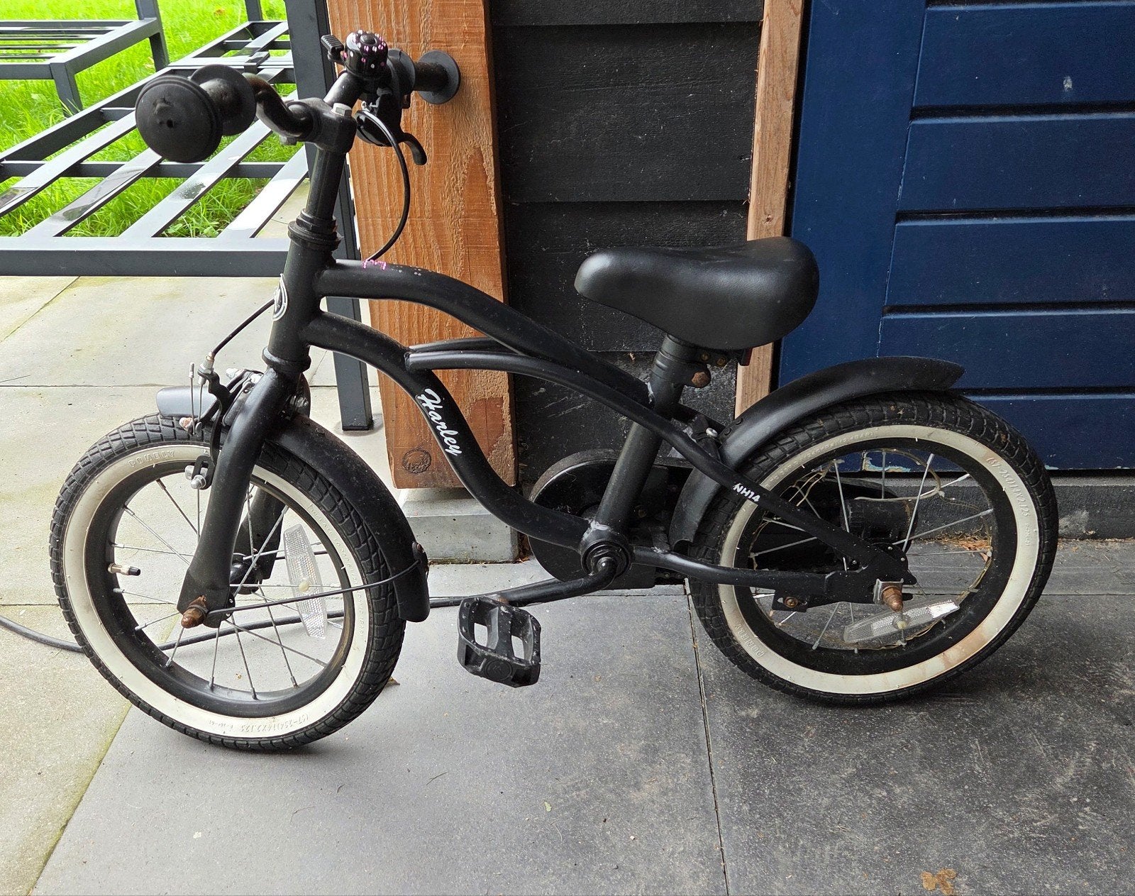 Nogan Harley Kinderfiets 14 inch - Zwart, Ophalen, Gebruikt, Minder dan 16 inch, Terugtraprem