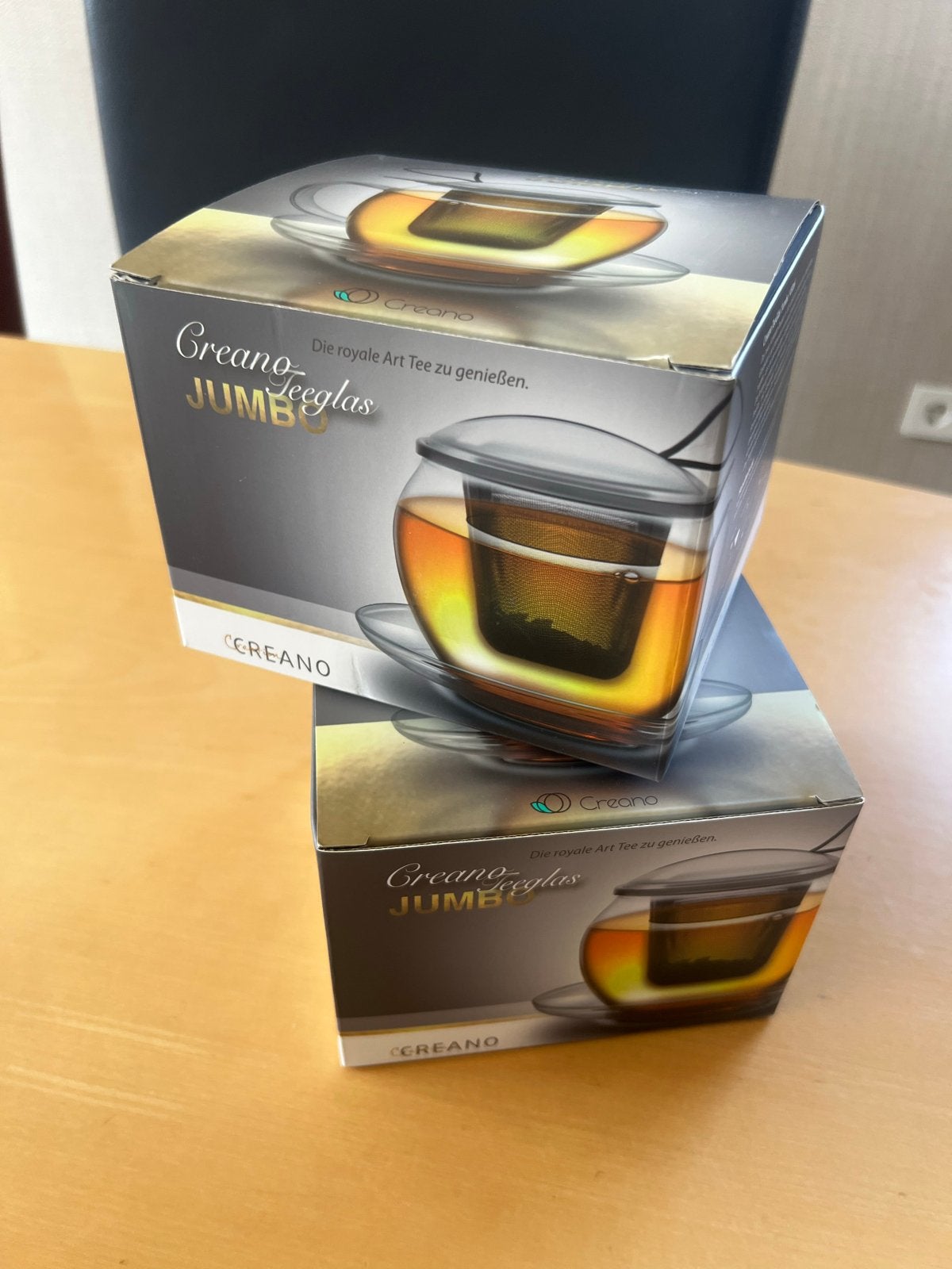 Set2 stuks Creano Theeglas Jumbo 450ml - Theeglas met filter, Ophalen of Verzenden, Nieuw, Glas