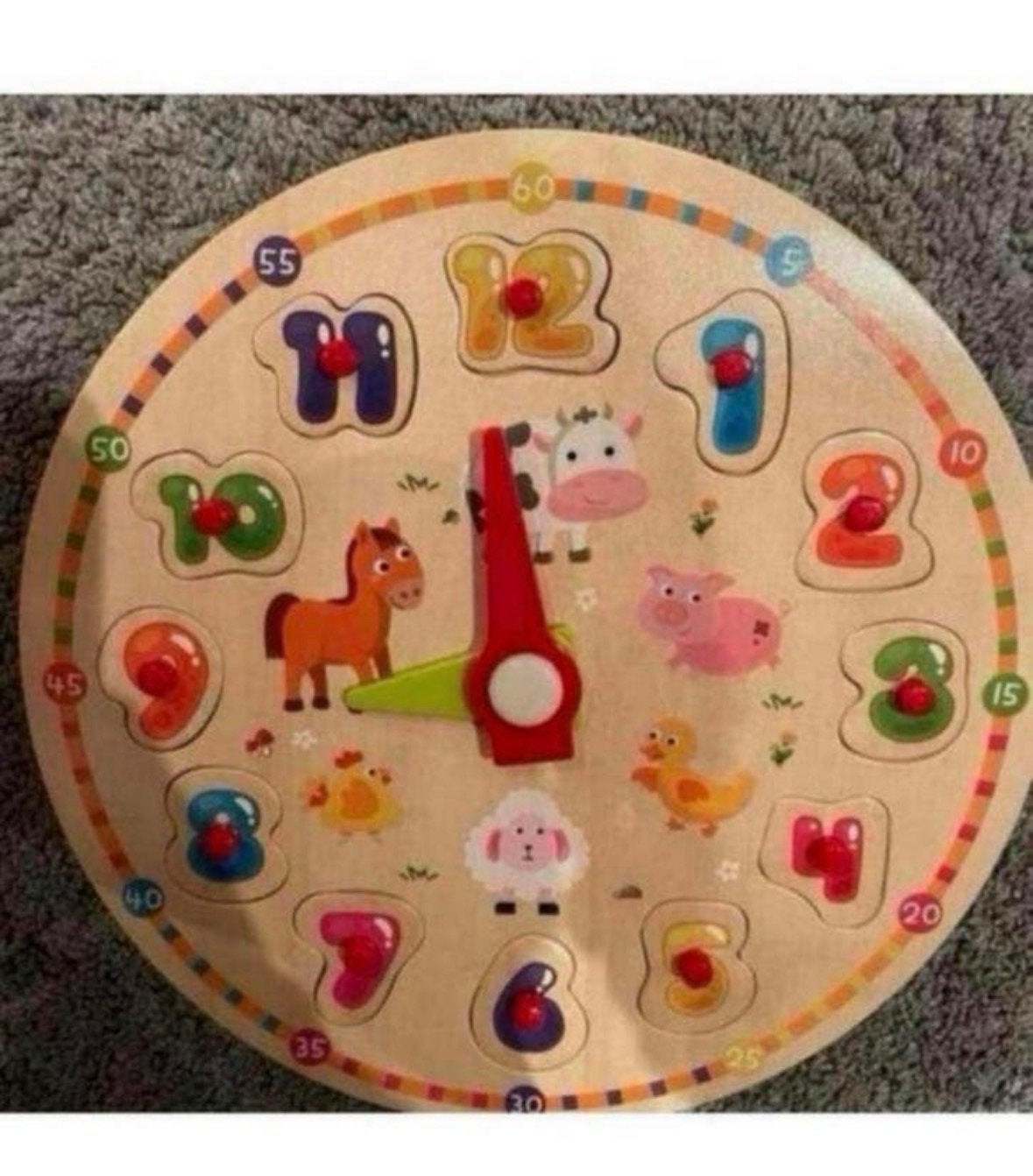 Nieuwe Houten Klok Puzzel met Dieren en Nummers, Ophalen of Verzenden, Nieuw, Puzzelen