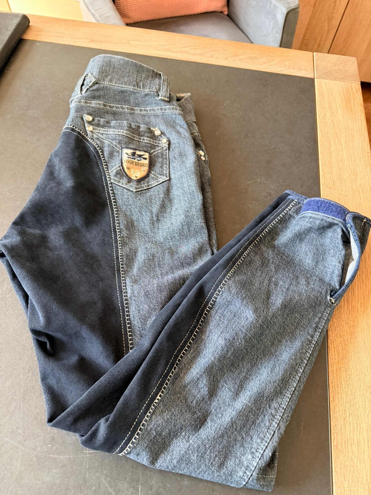 Amper gedragen spijkerstof rijbroek maat 42, Ophalen of Verzenden, Zo goed als nieuw, Dressuur, Onderkleding