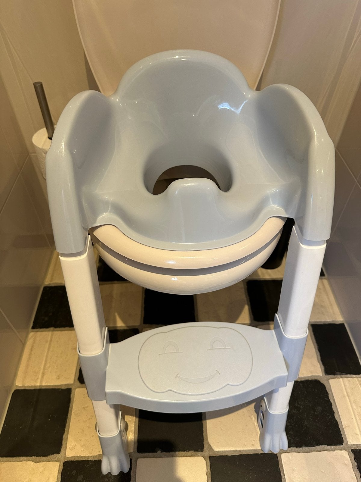 Kinder toiletbril met opstapje - Grijs/Wit, Ophalen, Zo goed als nieuw