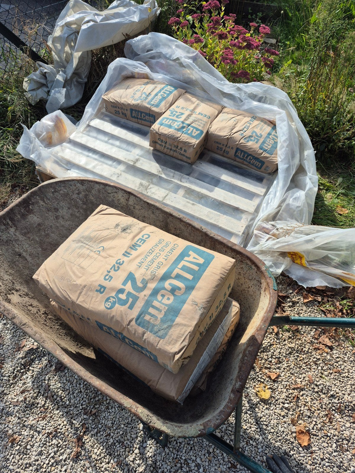 6 zakken ongeopend ALLCem cement 25 kg, Ophalen
