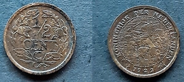Halve cent 1922, Verzenden, Koningin Wilhelmina, Overige waardes
