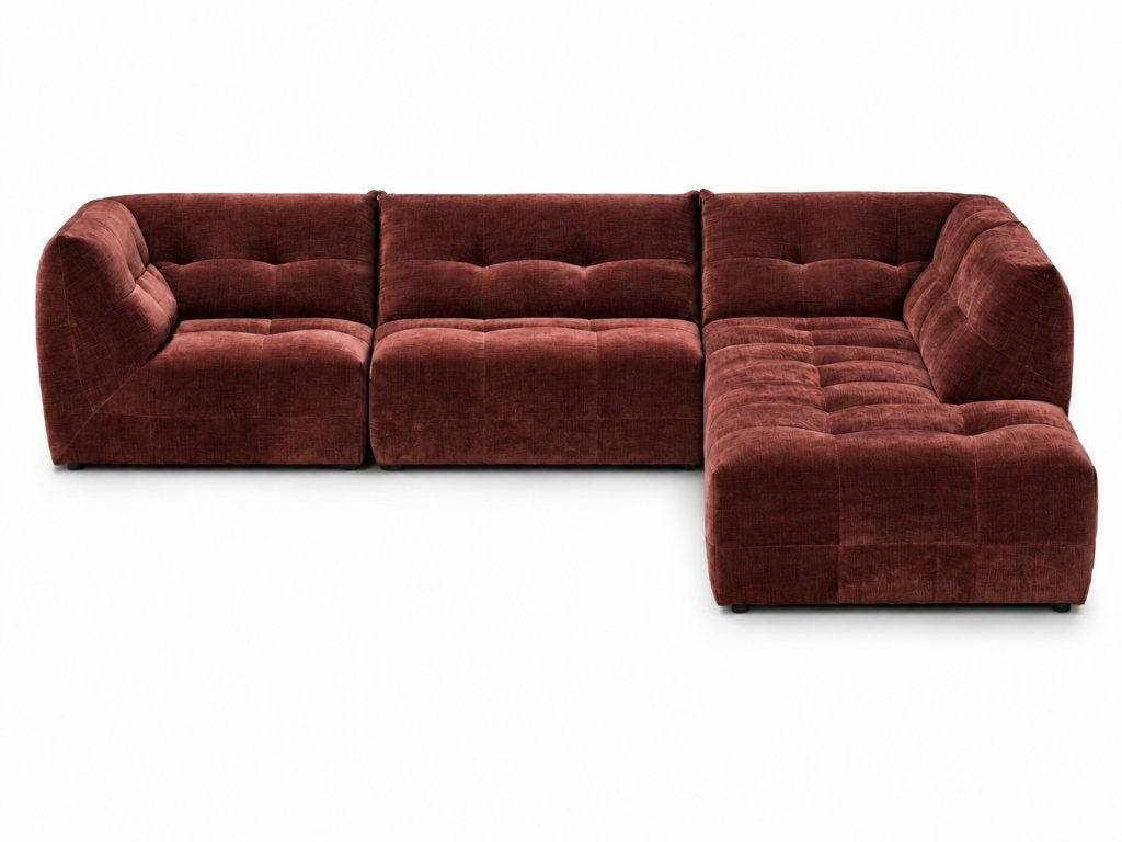 Nieuwe design lounge lig hoekbank stof Bordeaux groen *NEW*, 250 tot 300 cm, Hoekbank, Nieuw, Ophalen of Verzenden