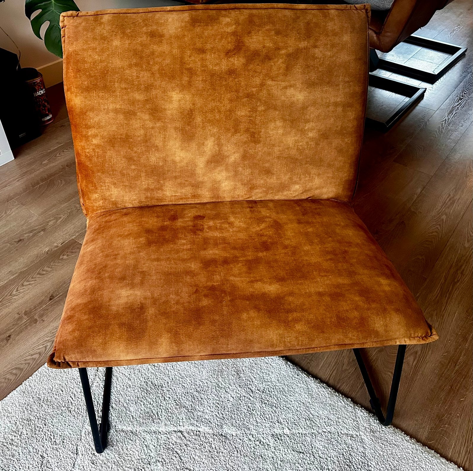Fauteuil Cooper XL cognac 88 x 88 x 53, Ophalen, Bruin, Modern, mid century, industrieel, Zo goed als nieuw