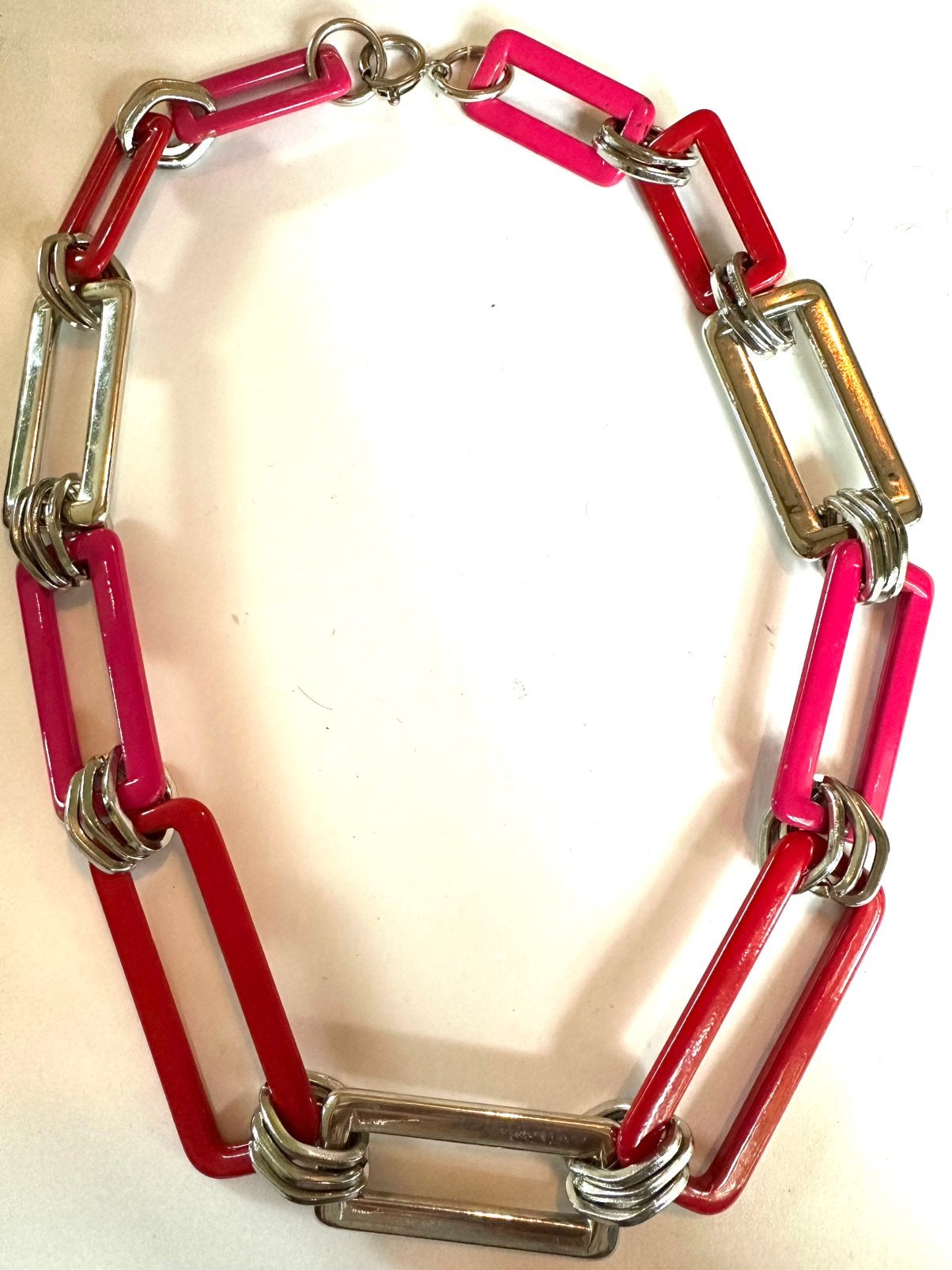 Forse matalen gekleurde emaille schakel ketting, Ophalen of Verzenden, Gebruikt, Overige kleuren, Overige materialen